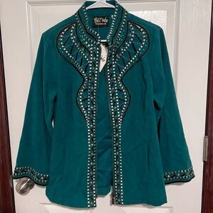 Bob Mackie Wearable Art Green Jacket Size Medium NWT